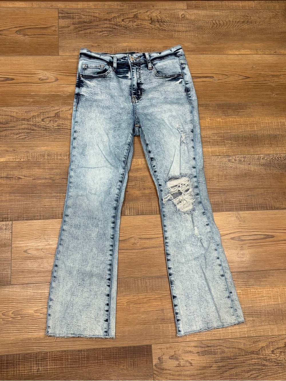 Vervet 27W Light Blue Acid Wash Distressed Crop Jeans 25” Inseam Stretch‎ EUC